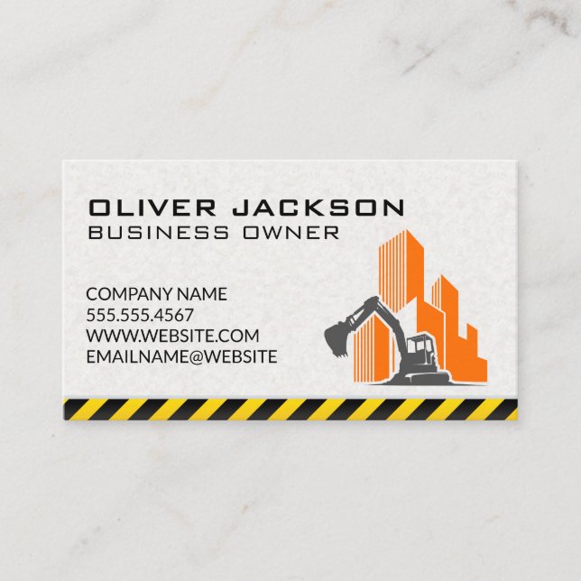 Carte De Visite Construction | Excavateur | Site de construction (Devant)