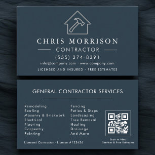 Carte de visite Construction Générale Bleu Argent 