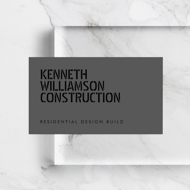 Carte De Visite Construction Gris foncé taché gras (Créateur téléchargé)