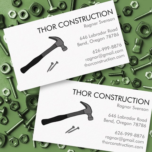 Carte De Visite Construction Handyman Remodel Hammer & Nails Cool (Construction Handyman Remodel Hammer & Nails Cool Business Card
)