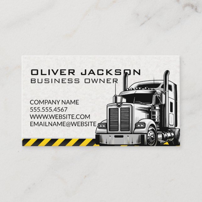Carte De Visite Construction | Illustration de semi-remorque (Devant)