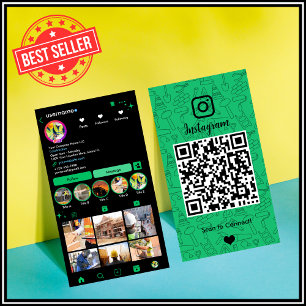 Carte de visite Construction Instagram Vert QR C