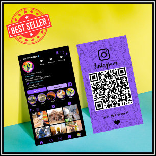Carte de visite Construction Instagram Violet QR