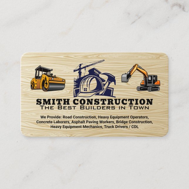 Carte De Visite Construction Logo | Engineer | Blue Collar (Devant)