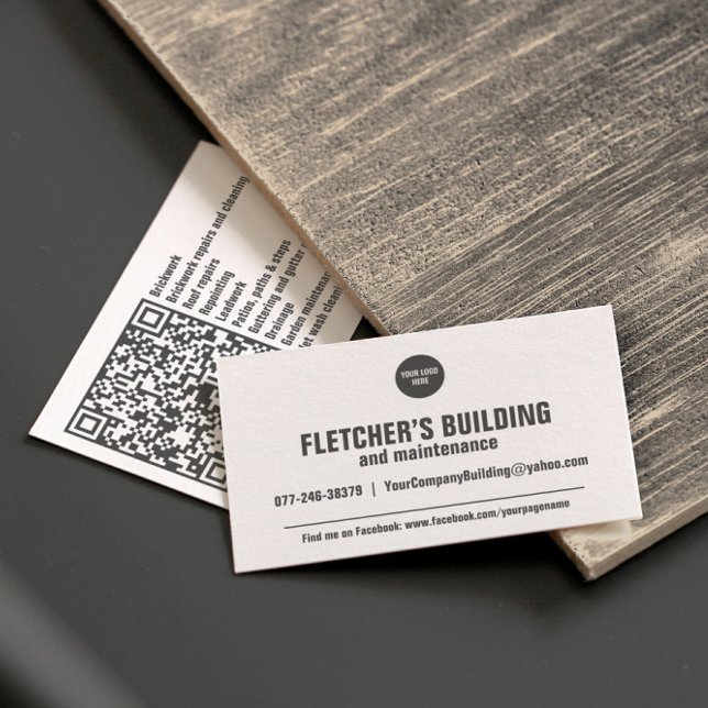 Carte De Visite Construction Logo personnalisé Code QR (Perfect for business)