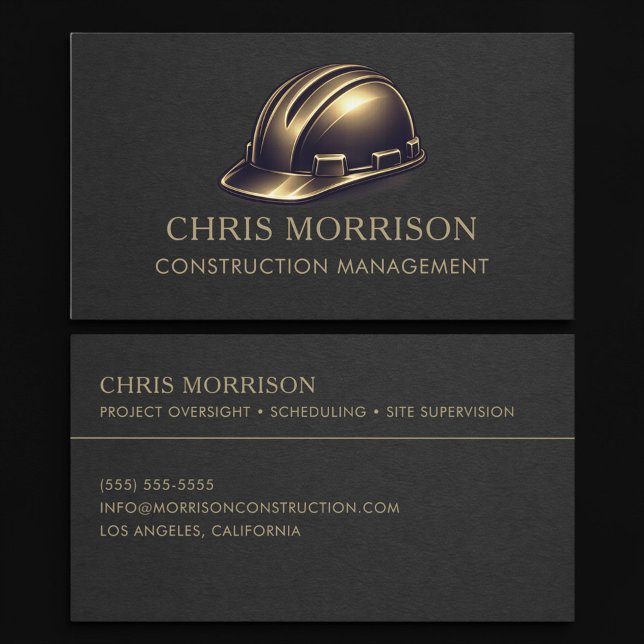 Carte De Visite Construction Management Hard Hat Professional (Créateur téléchargé)