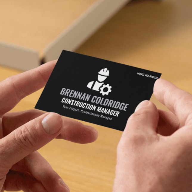 Carte De Visite Construction Manager Minimalist Black & White Pro (Créateur téléchargé)
