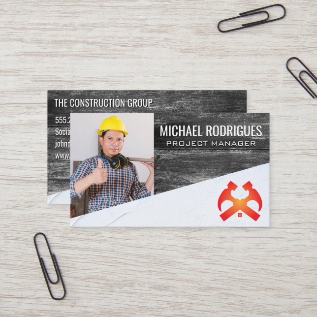 Carte De Visite Construction | Matériel d'outils de menuiserie (Devant/Arrière en situation)