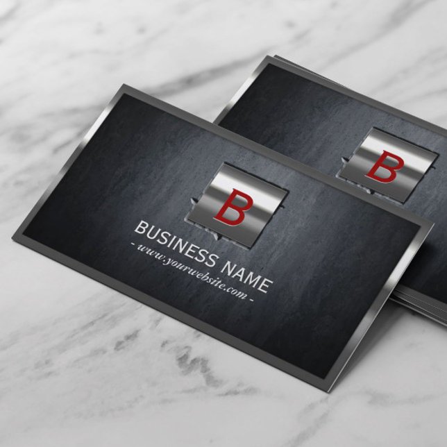 Carte De Visite Construction Métal encadré Monogramme moderne (Créateur téléchargé)