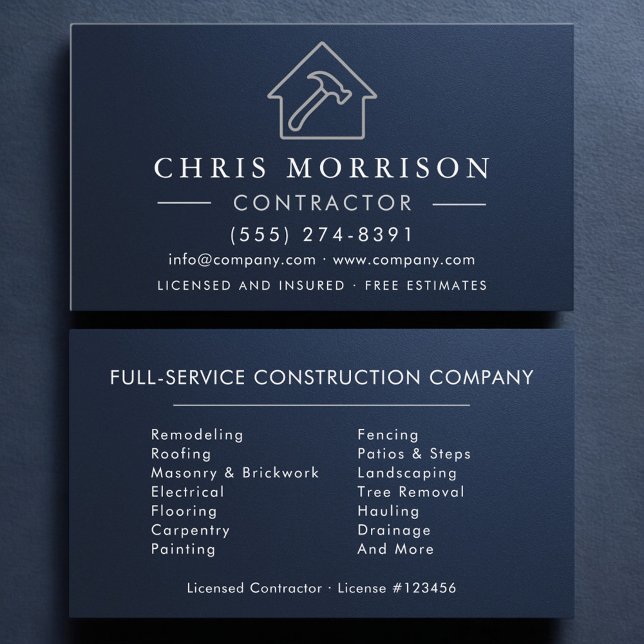 Carte De Visite Construction métallique bleu marine argenté  (Créateur téléchargé)