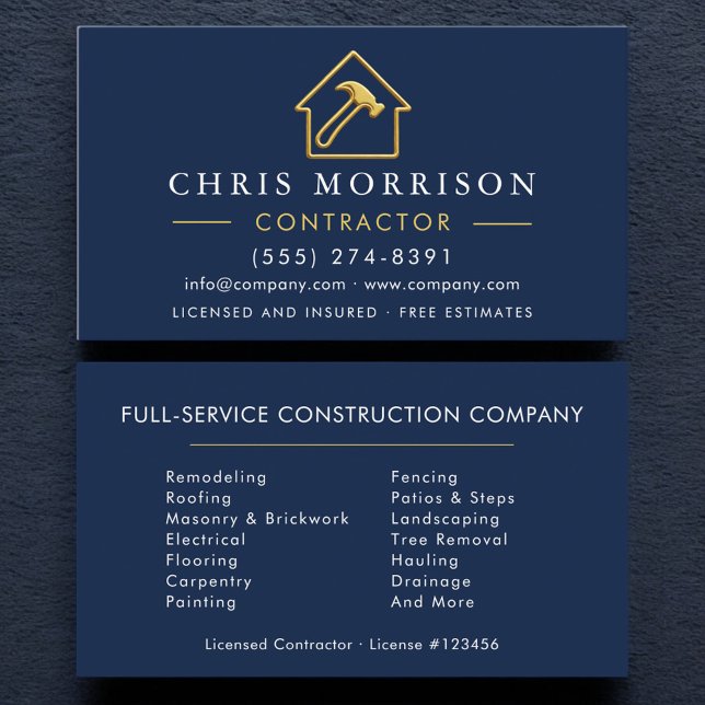 Carte De Visite Construction métallique bleu marine et or  (Créateur téléchargé)