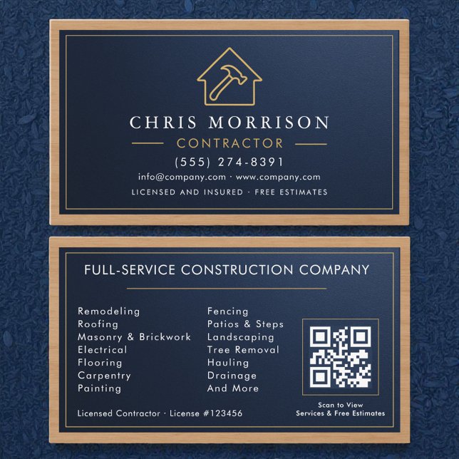 Carte De Visite Construction métallique Navy Blue Or Bois (Créateur téléchargé)