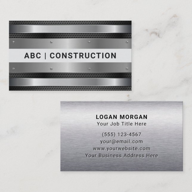 Carte De Visite Construction Métallique Professionnelle Sur Mesure (Devant / Derrière)
