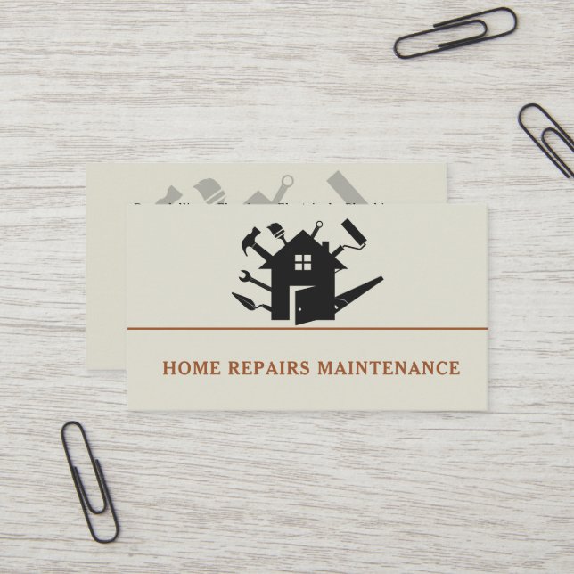 Carte De Visite Construction moderne d'homme à tout faire logo per (Devant/Arrière en situation)
