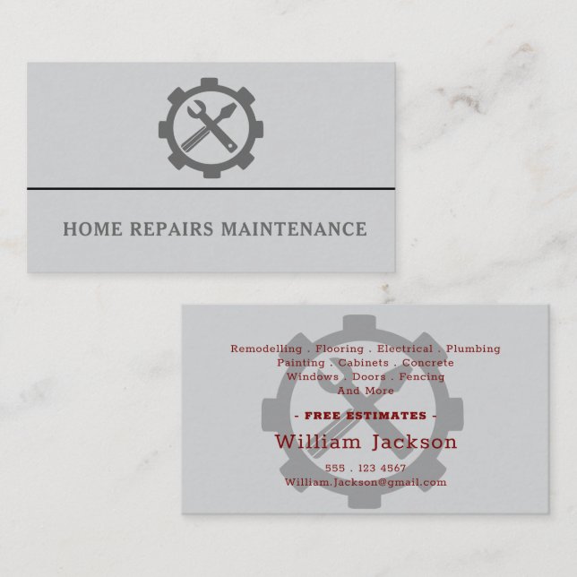 Carte De Visite Construction moderne d'homme à tout faire logo per (Devant / Derrière)