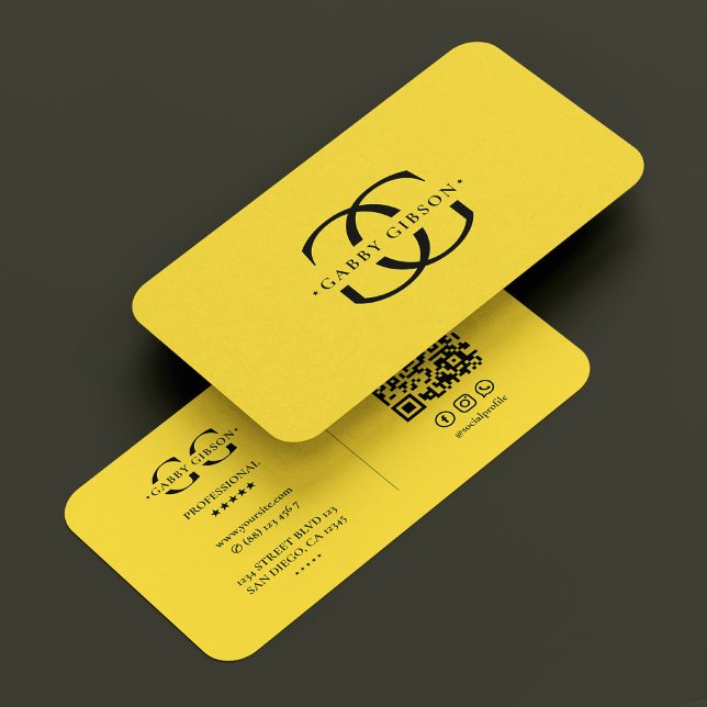 Carte De Visite Construction Monogramme Logo G Jaune Moderne (Construction Monogram Logo G Yellow Modern Business Card
)