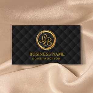Carte De Visite Construction Monogramme Or Initiales Logo Moderne