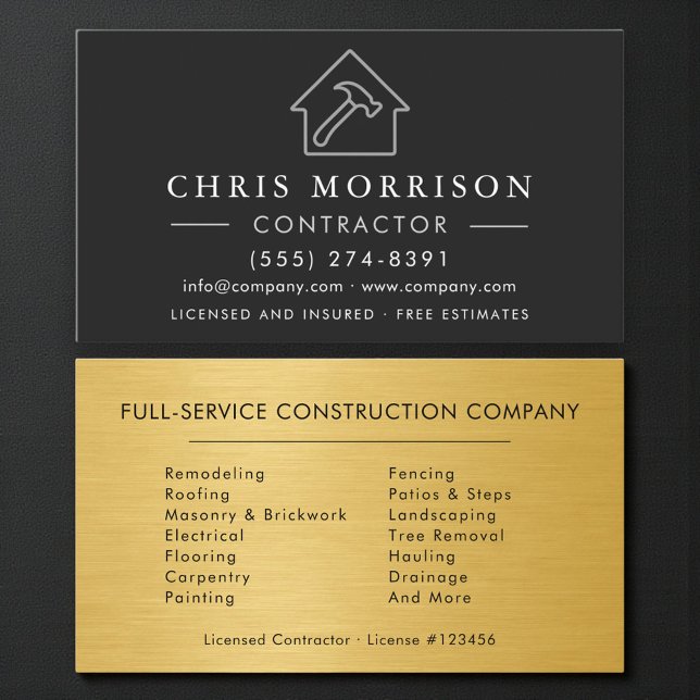 Carte De Visite Construction Or Argent Noir Industriel Or  (Créateur téléchargé)