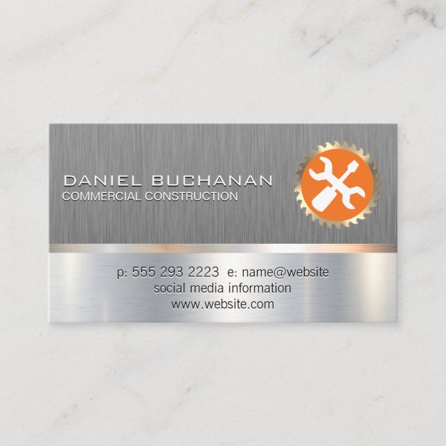 Carte De Visite Construction | Outils matériels | Métallique (Devant)