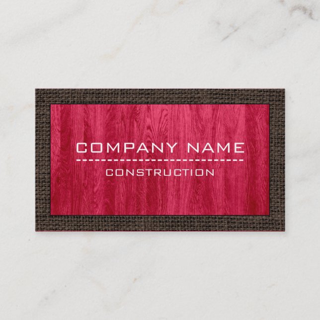 Carte De Visite Construction professionnelle moderne bois rouge #4 (Devant)