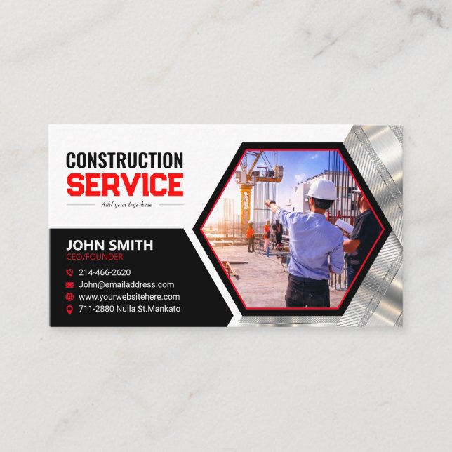 Carte De Visite Construction, remodelage, béton, Toiture, Construc (Devant)