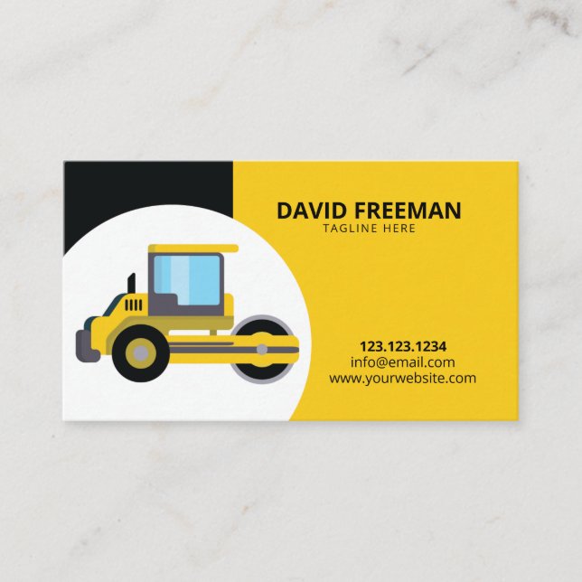 Carte De Visite Construction simple de rouleaux de routes jaunes e (Devant)