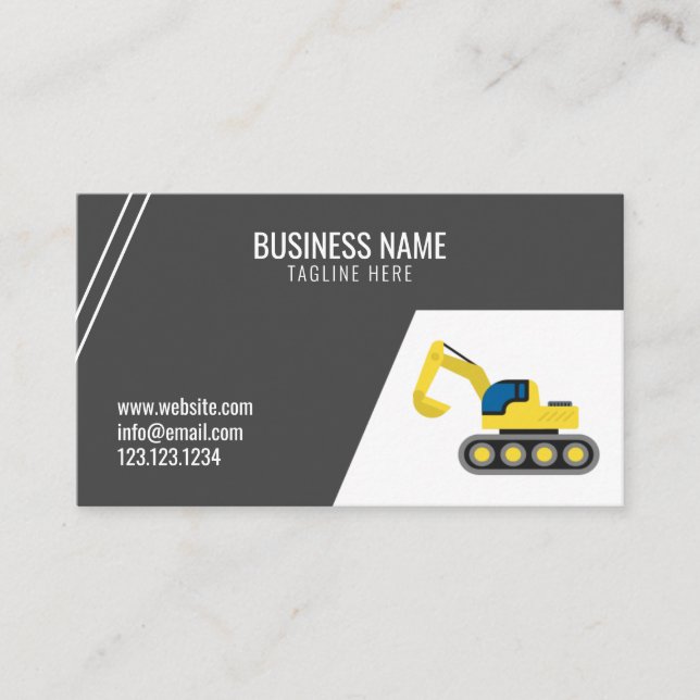 Carte De Visite Construction simple gris foncé Construction Excava (Devant)