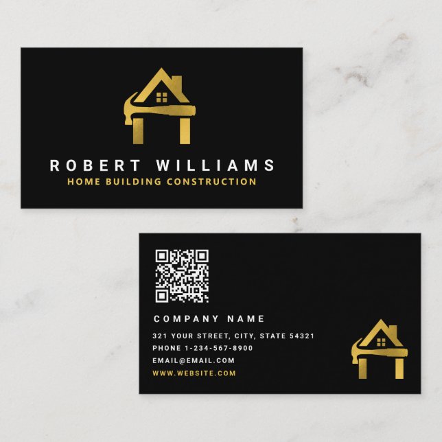 Carte De Visite Construction sur mesure Black Gold Construction de (Devant / Derrière)