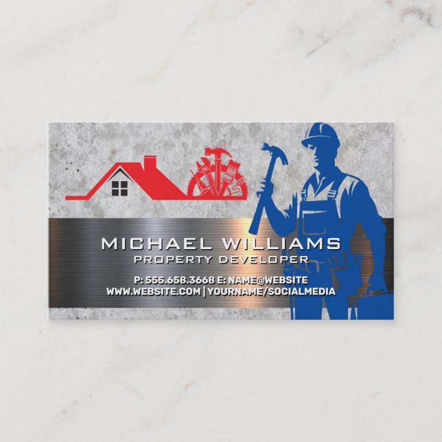 Carte De Visite Construction | Travailleur manuel | Rénovation de  (Devant)
