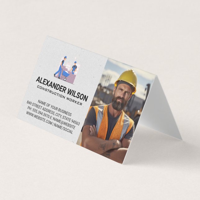 Carte De Visite Construction Worker | Home Builders (Devant)