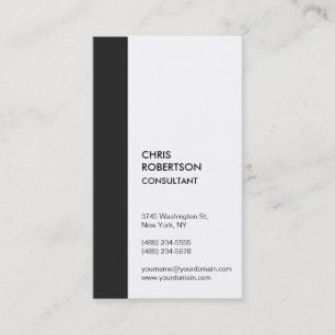 Carte De Visite Consultant Blanc Rayure Grise Verticale