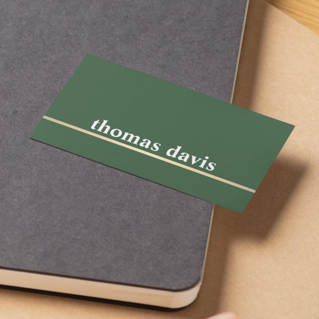Carte De Visite Consultant Bold Ligne Dorée Verte Moderne (Créateur téléchargé)