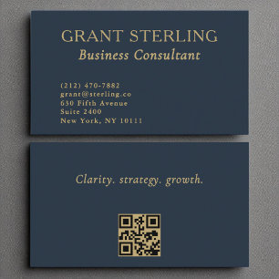 Carte De Visite Consultant commercial Marine Blue Gold Code QR