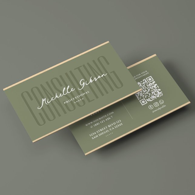 Carte De Visite Consultant Conseiller Consulting Sage Elegant (Consultant Counselor Consulting Sage Elegant Business Card
)