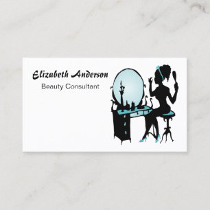 Carte De Visite Consultant de beauté Girly Turquoise Black Hair Sa