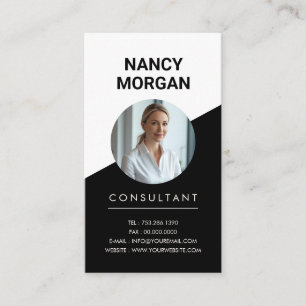 Carte De Visite Consultant de code QR photo noir et blanc pour ent