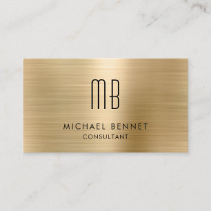 Carte De Visite Consultant Elegant Gold Metallic Monogram