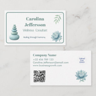 Carte De Visite Consultant en Bien-être Élégant Pierres Zen Lotus 