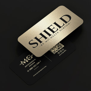 Carte De Visite Consultant en cybersécurité Black Faux Gold Guard
