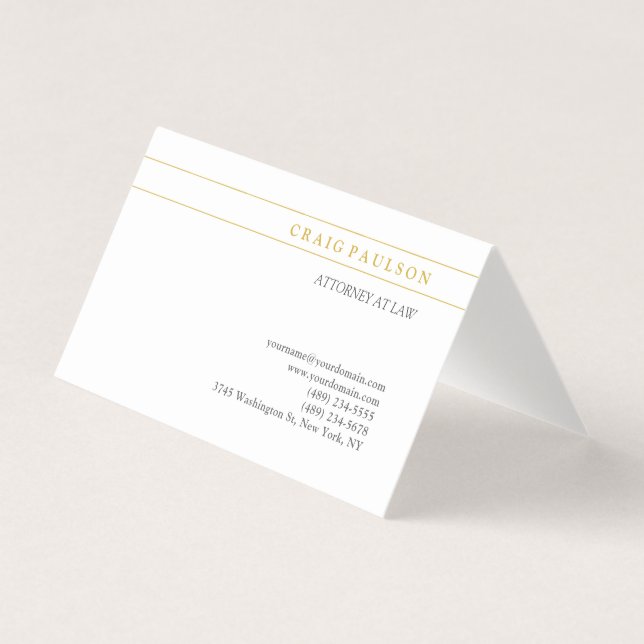 Carte De Visite Consultant en droit or et blanc Profession (Devant)
