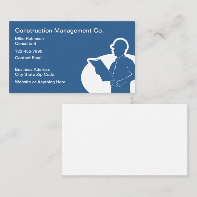 Carte De Visite Consultant en gestion de construction  (Devant / Derrière)