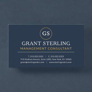 Carte De Visite Consultant en gestion Navy Blue Luxe Or