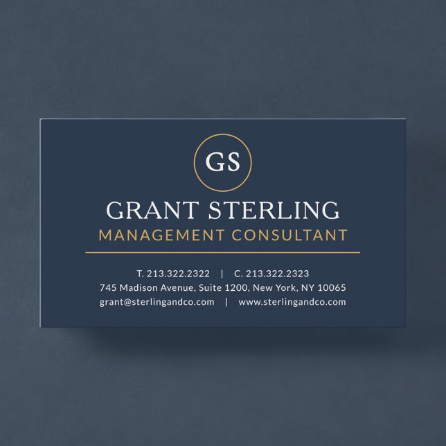 Carte De Visite Consultant en gestion Navy Blue Luxe Or (Créateur téléchargé)