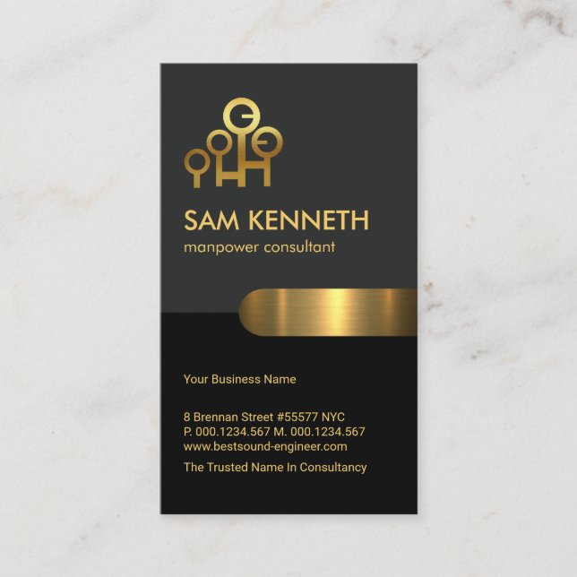 Carte De Visite Consultant en main-d'oeuvre de la colonne noire de (Devant)