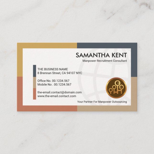 Carte De Visite Consultant en main-d'oeuvre mondiale dynamique bla (Devant)