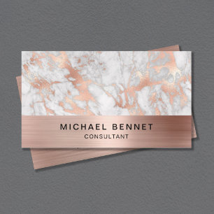 Carte De Visite Consultant en Marbre Gris Métallic Rose Gold