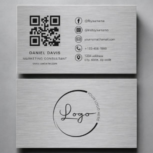 Carte De Visite Consultant en marketing Code QR métallique
