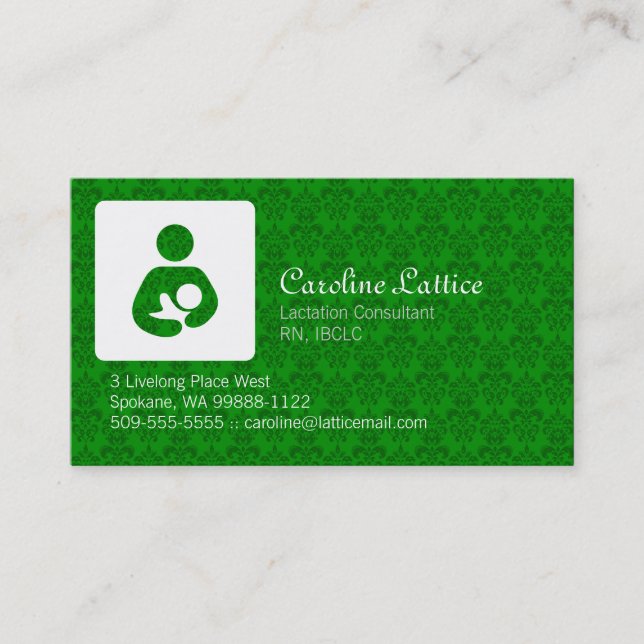 Carte De Visite Consultant en matière de lactation (Devant)