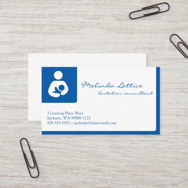 Carte De Visite Consultant en matière de lactation (Devant/Arrière en situation)