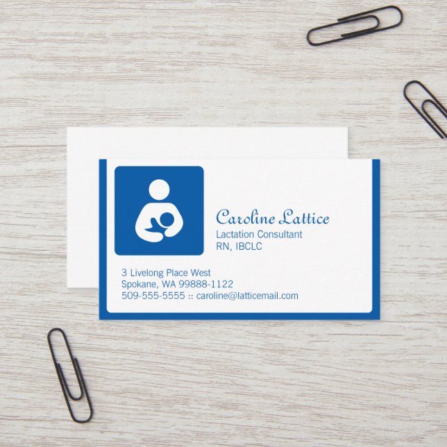 Carte De Visite Consultant en matière de lactation (Devant/Arrière en situation)
